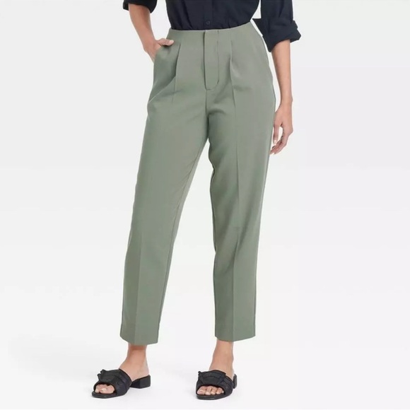 a new day Pants - High-Rise Tailored Trousers - A New Day Olive size 8